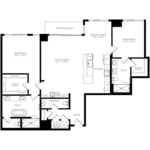 a floor plan of a penthouse unit